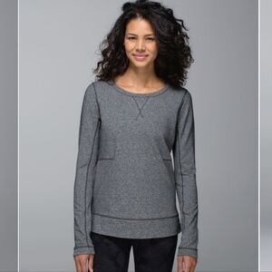 Lululemon Exhalation Pullover II Heathered Speckled Black Size 4